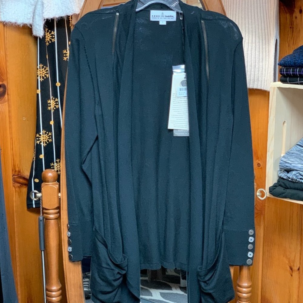 Neon Buddha Seagrove Open Front Cardigan Black